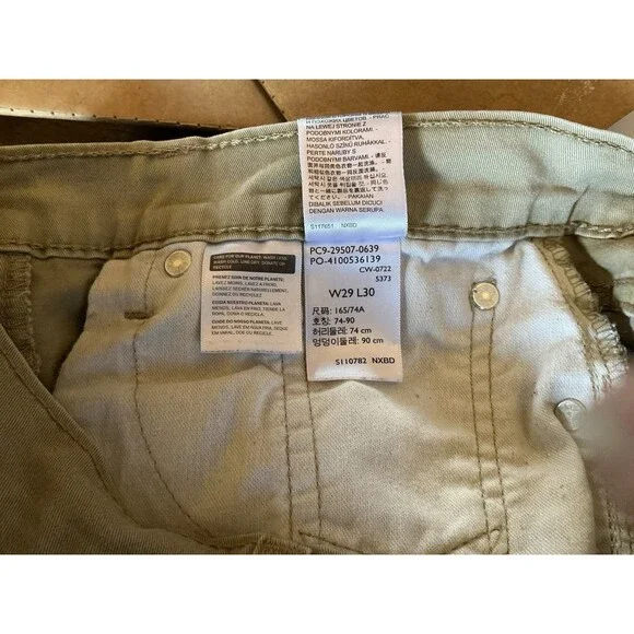 Levi's 502 Men's Regular Taper Fit Beige Tan Chino Jeans W29 L30 - Picture 9 of 9